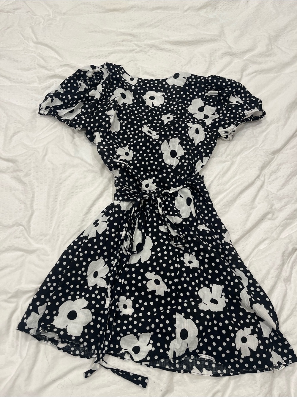 Urban Outfitters Black and White Floral Polka Dot Dress